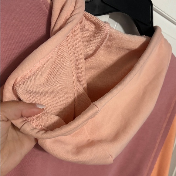 ✨ DOUBLE TAKE ✨ Baggy Fit Colorblock Zip Up Hoodie Peach Gray Pink Size Medium - Picture 12 of 14